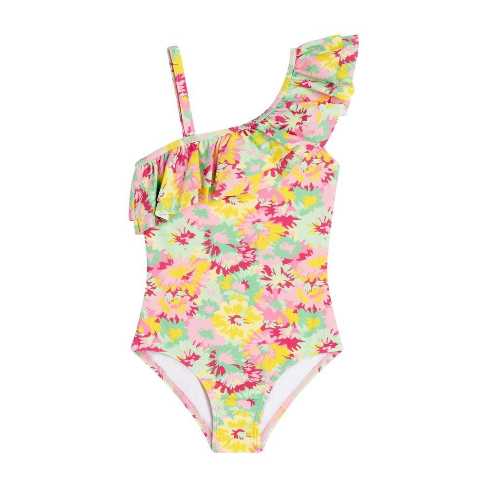Kanu Surf Girls' Morgan Floral Ruffle1-Shoulder 1-Piece Swimsuit Size 10